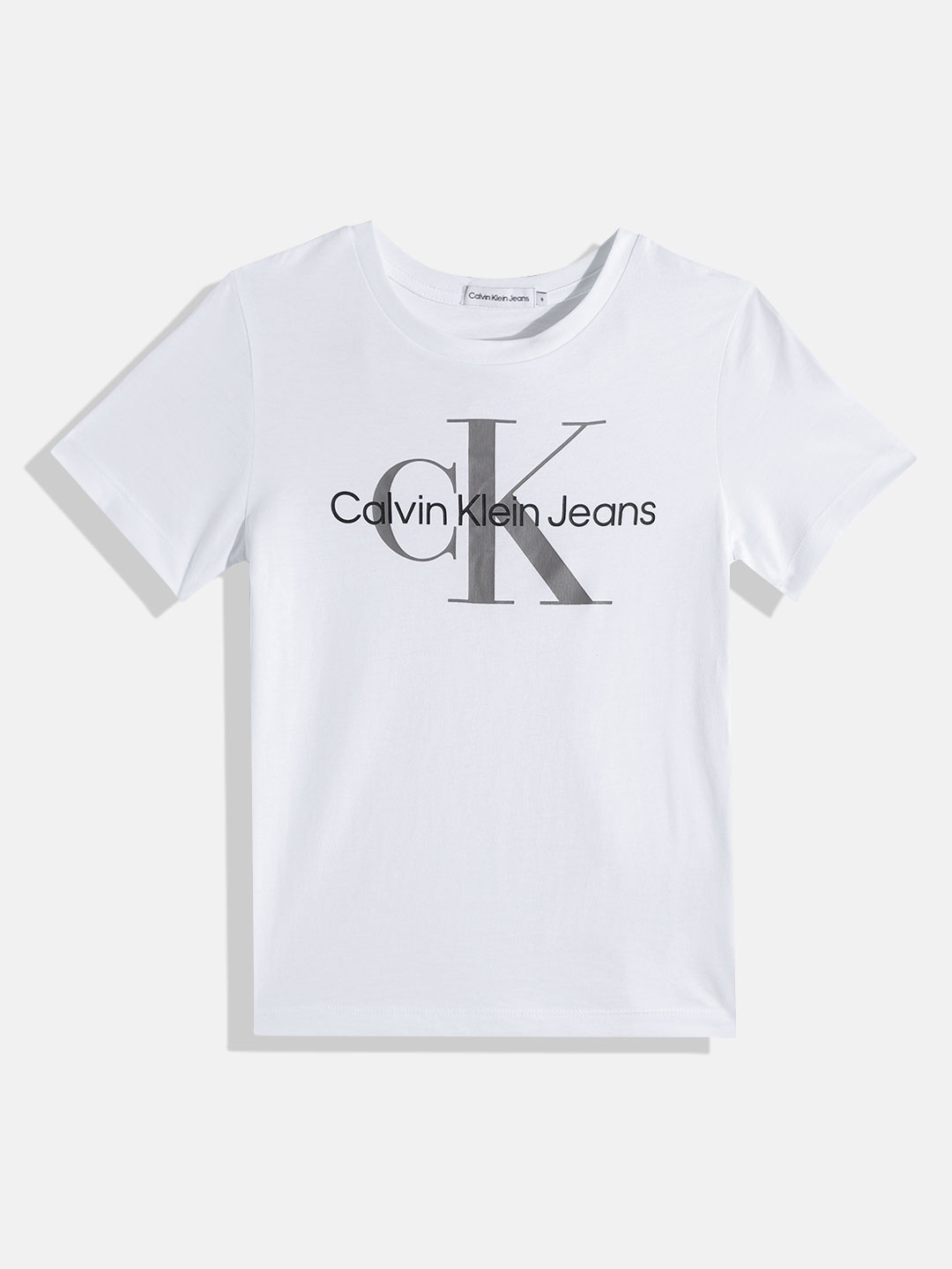 

Calvin Klein Jeans Kids Pure Cotton Brand Logo Printed T-shirt, White