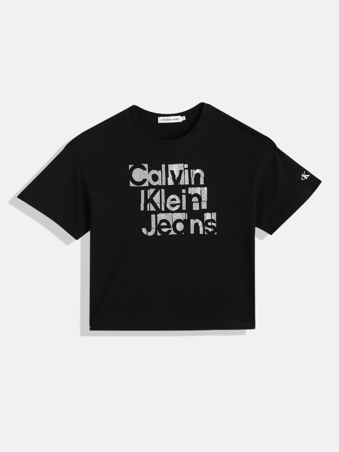 

Calvin Klein Jeans Girls Brand Logo Printed Pure Cotton T-shirt, Black