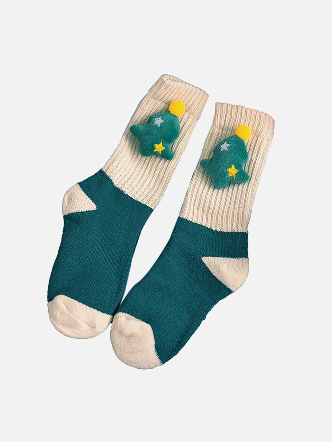 

Little Surprise Box LLP Kids Colorblocked Cotton Christmas Ankle-Length Socks, Green