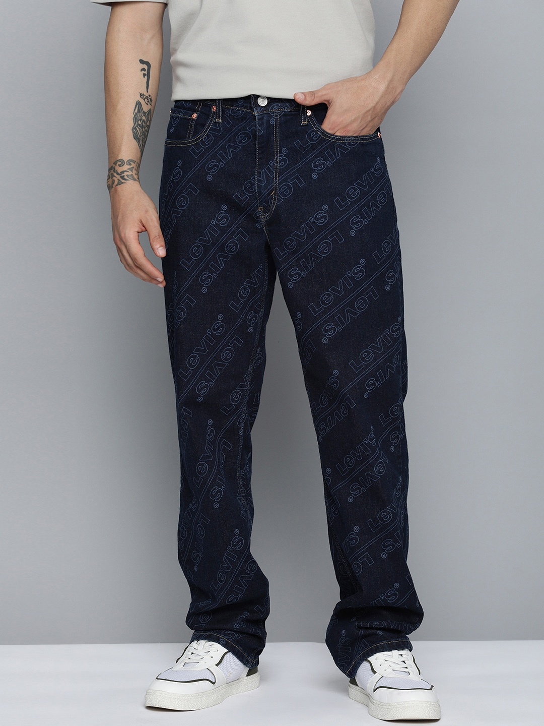 

Levis Men 550 92 Low Rise Brand Logo Printed Relaxed Fit Stretchable Jeans, Blue