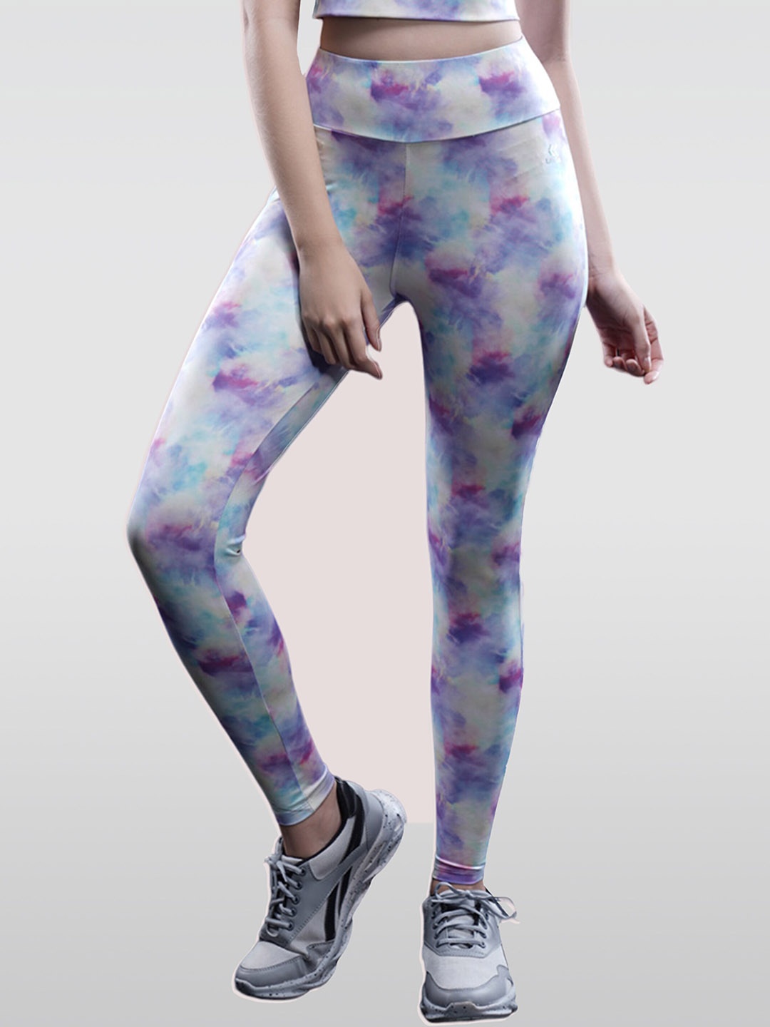 LAASA SPORTS Women Printed Dry Fit Sports Tights, Purple