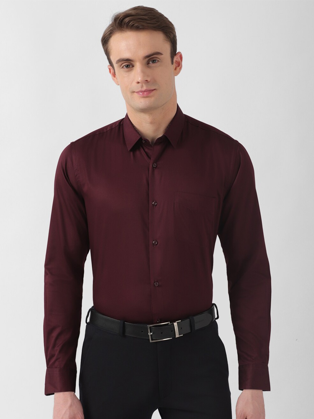 

Peter England Spread Collar Pure Cotton Formal Shirt, Maroon