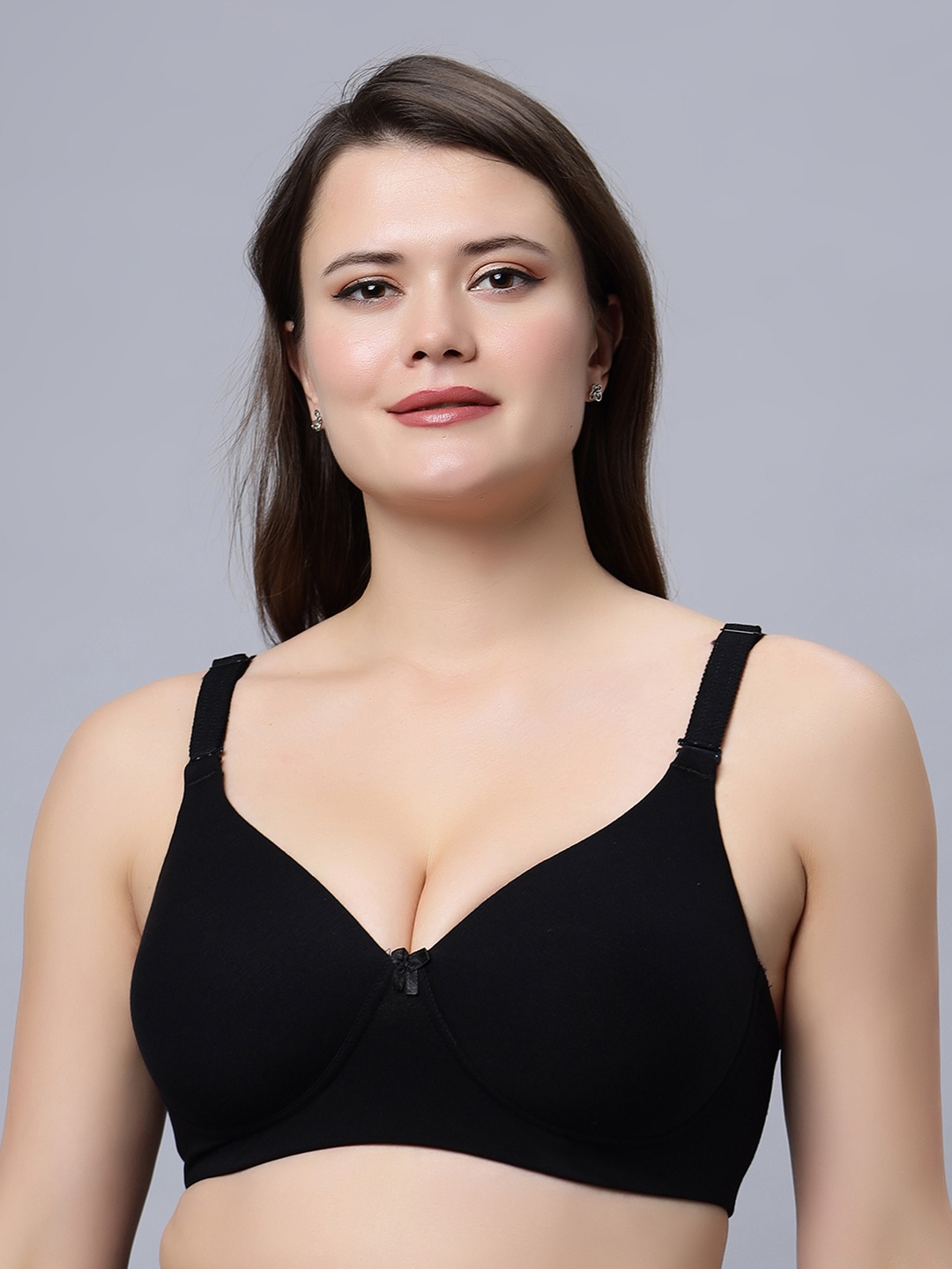 

In Care Seamless Pure Cotton Push-Up Bra - Full Coverage Heavily Padded, Black