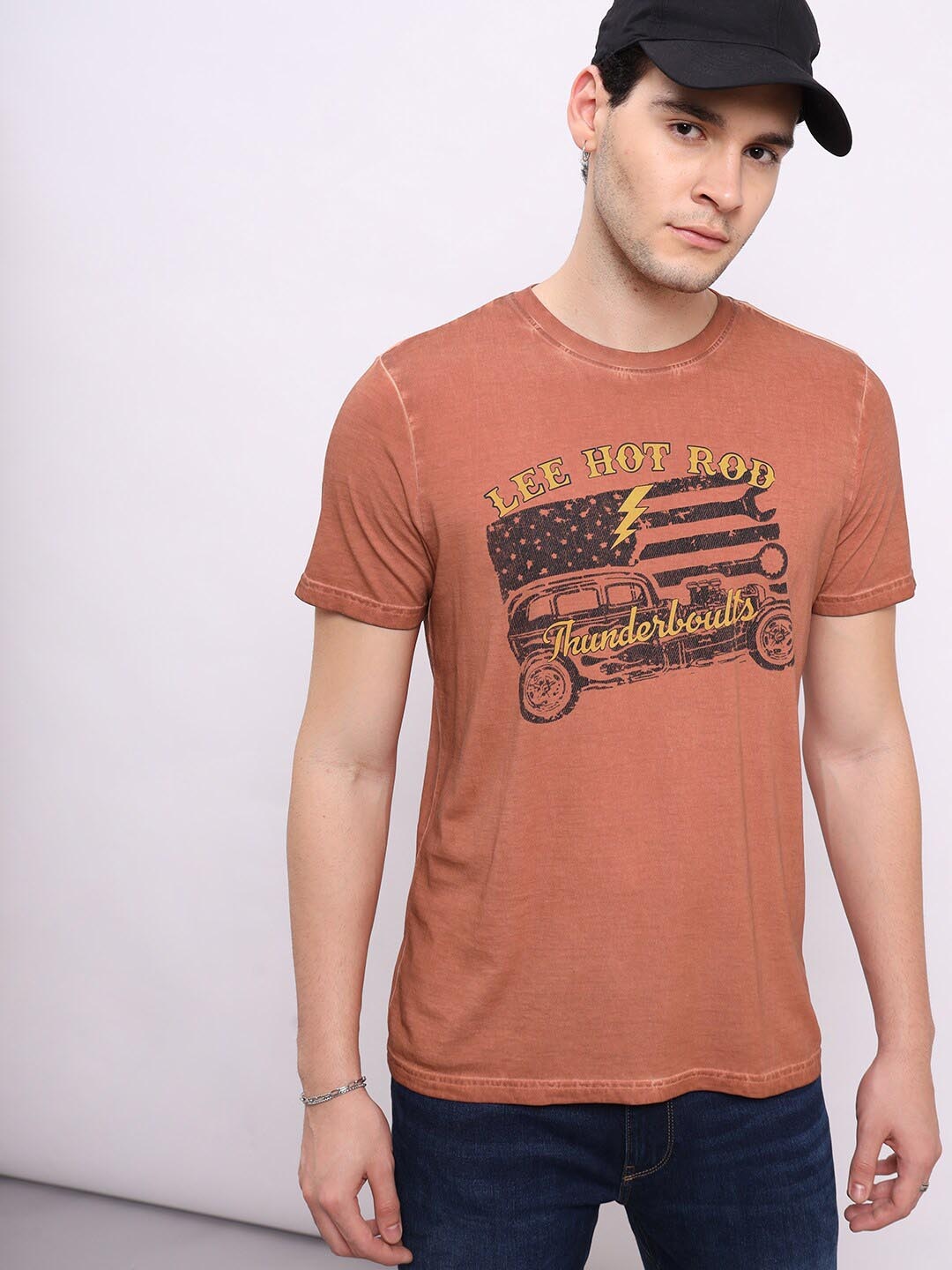 

Lee Graphic Printed Slim Fit Cotton T-shirt, Rust