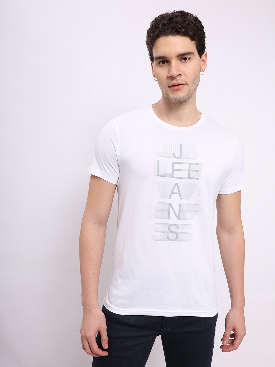 

Lee Typography Printed Slim Fit Cotton T-shirt, White
