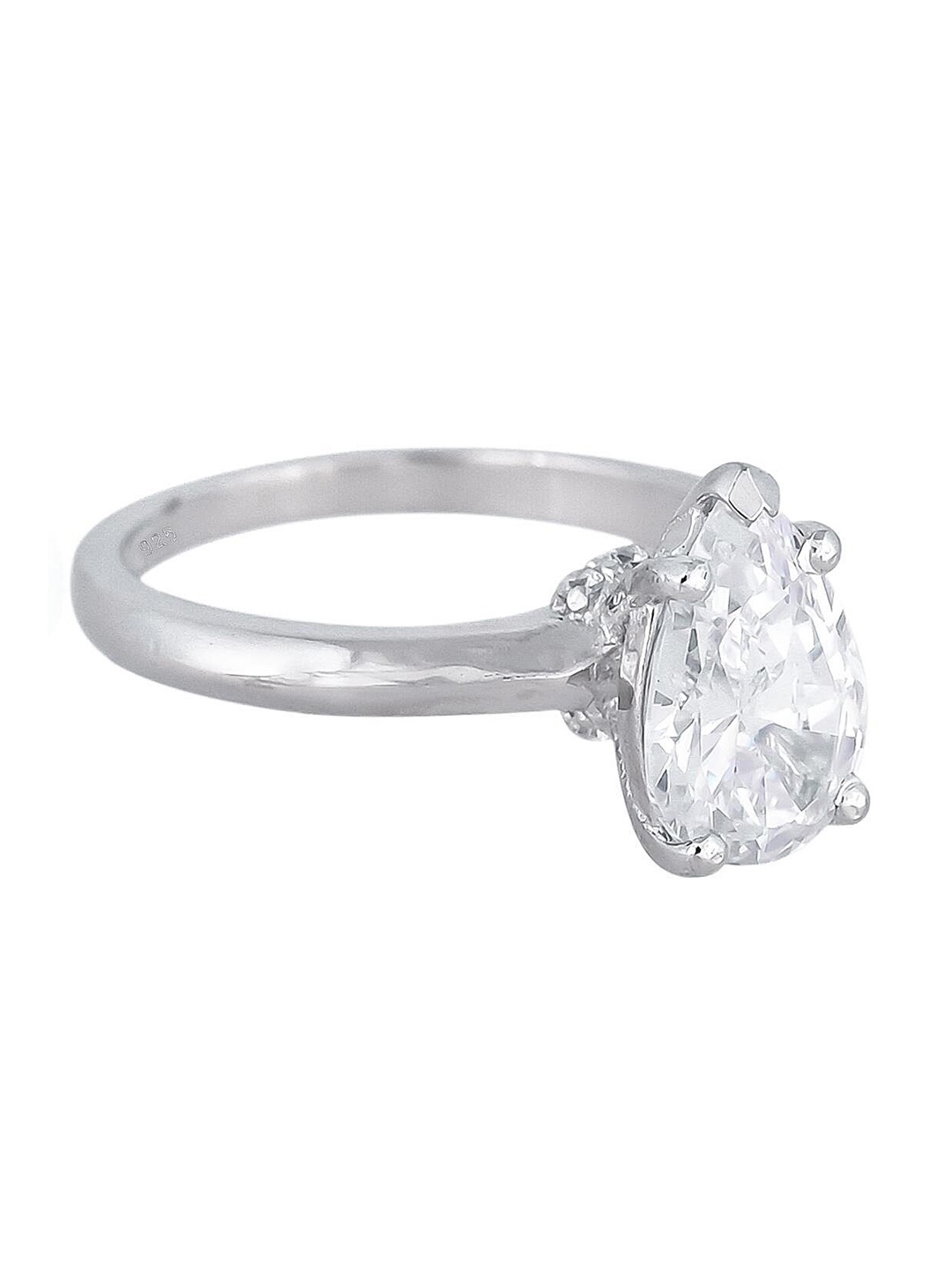 

RATNAVALI JEWELS Silver-Plated American Diamond-Studded Finger Ring