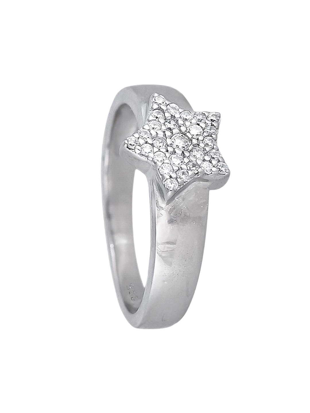 

RATNAVALI JEWELS Silver-Plated American Diamond-Studded Finger Ring