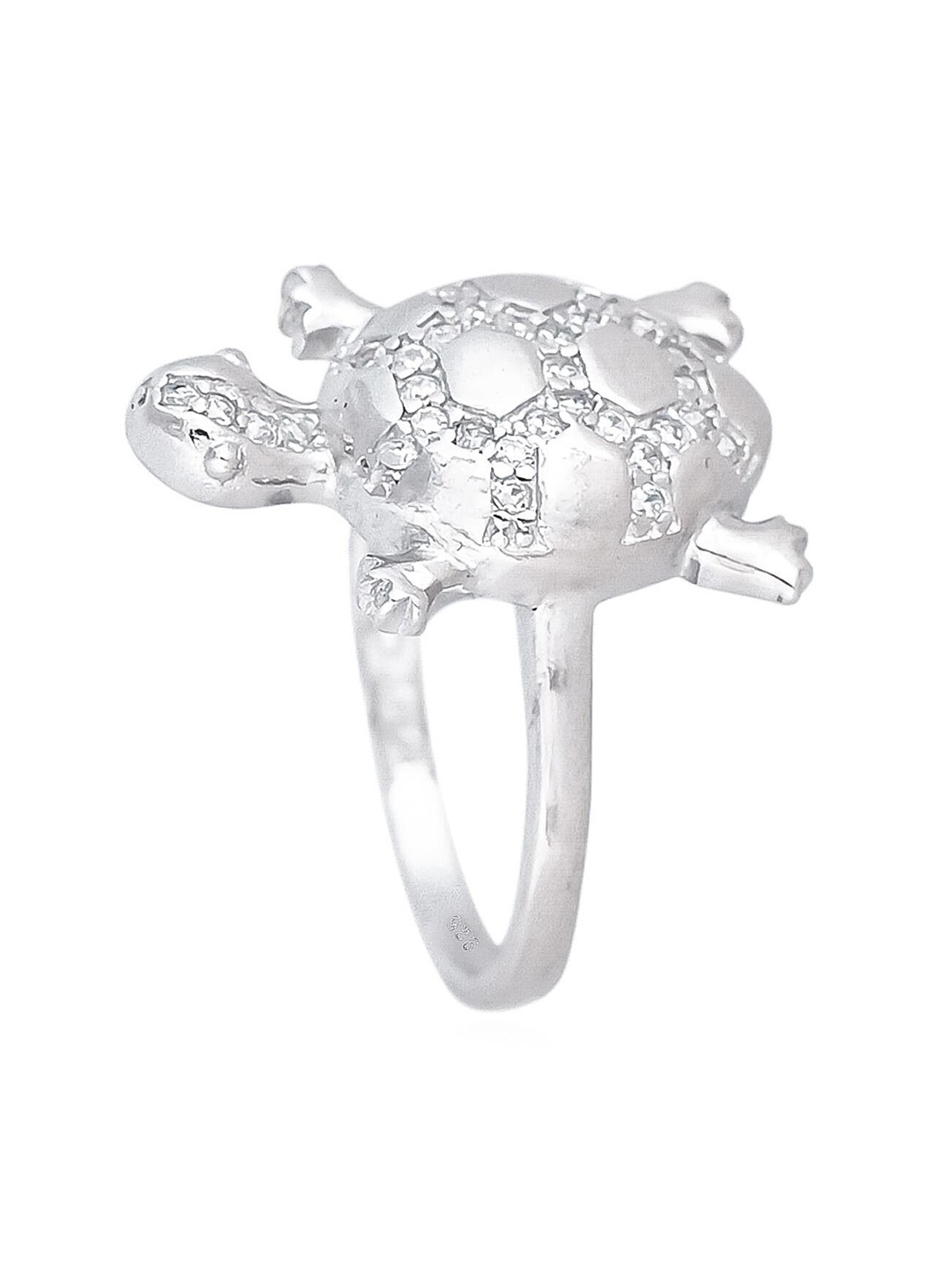 

RATNAVALI JEWELS Silver-Plated American Diamond Studded Finger Ring