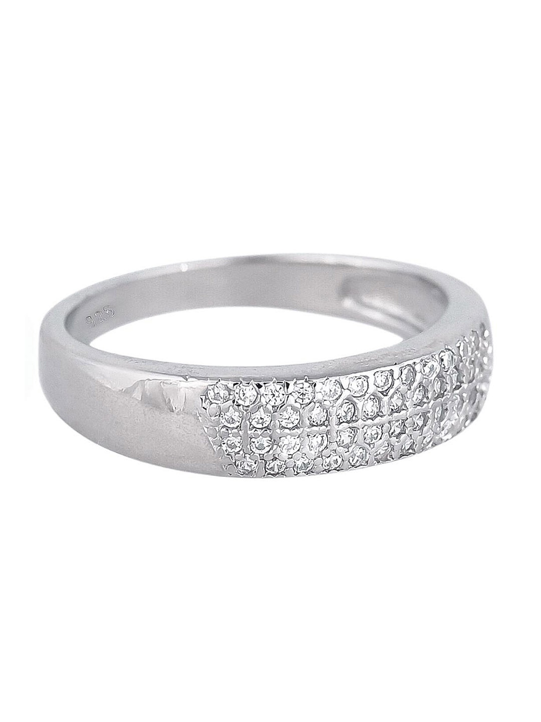 

RATNAVALI JEWELS Silver-Plated American Diamond Studded Finger Ring
