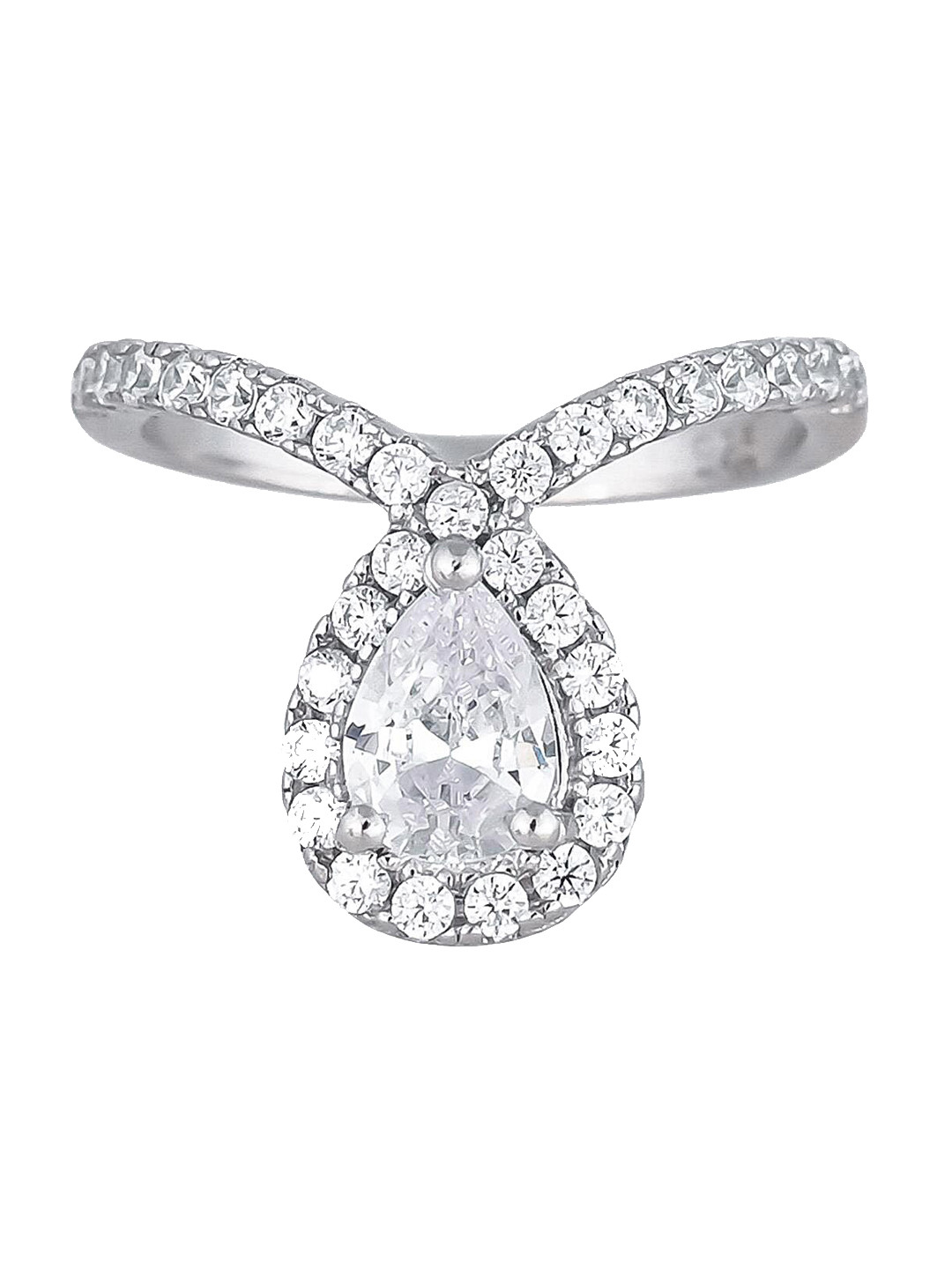 

RATNAVALI JEWELS Silver-Plated American Diamond-Studded Finger Ring