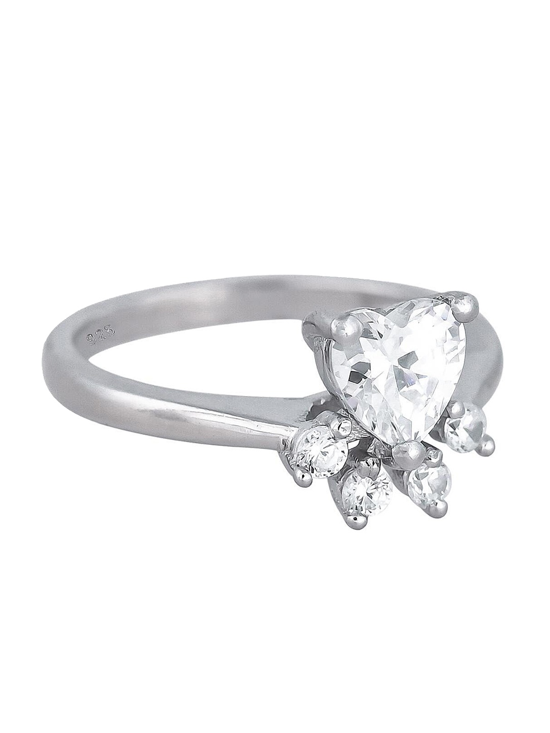 

RATNAVALI JEWELS Silver-Plated American Diamond Studded Finger Ring