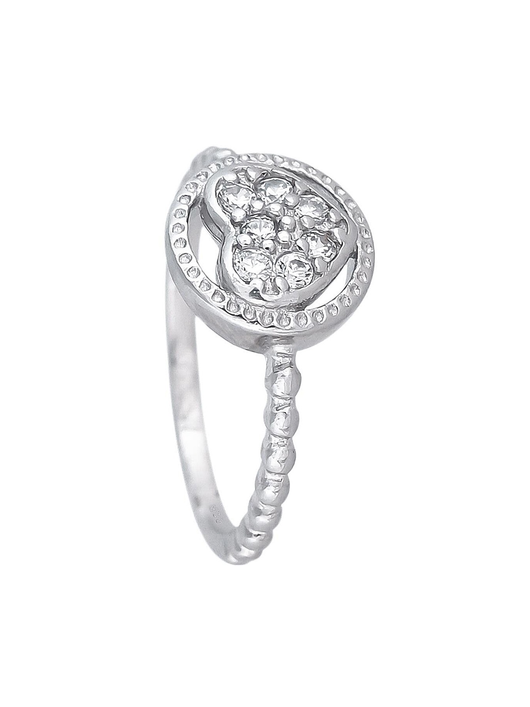 

RATNAVALI JEWELS Silver-Plated American Diamond-Studded Finger Ring