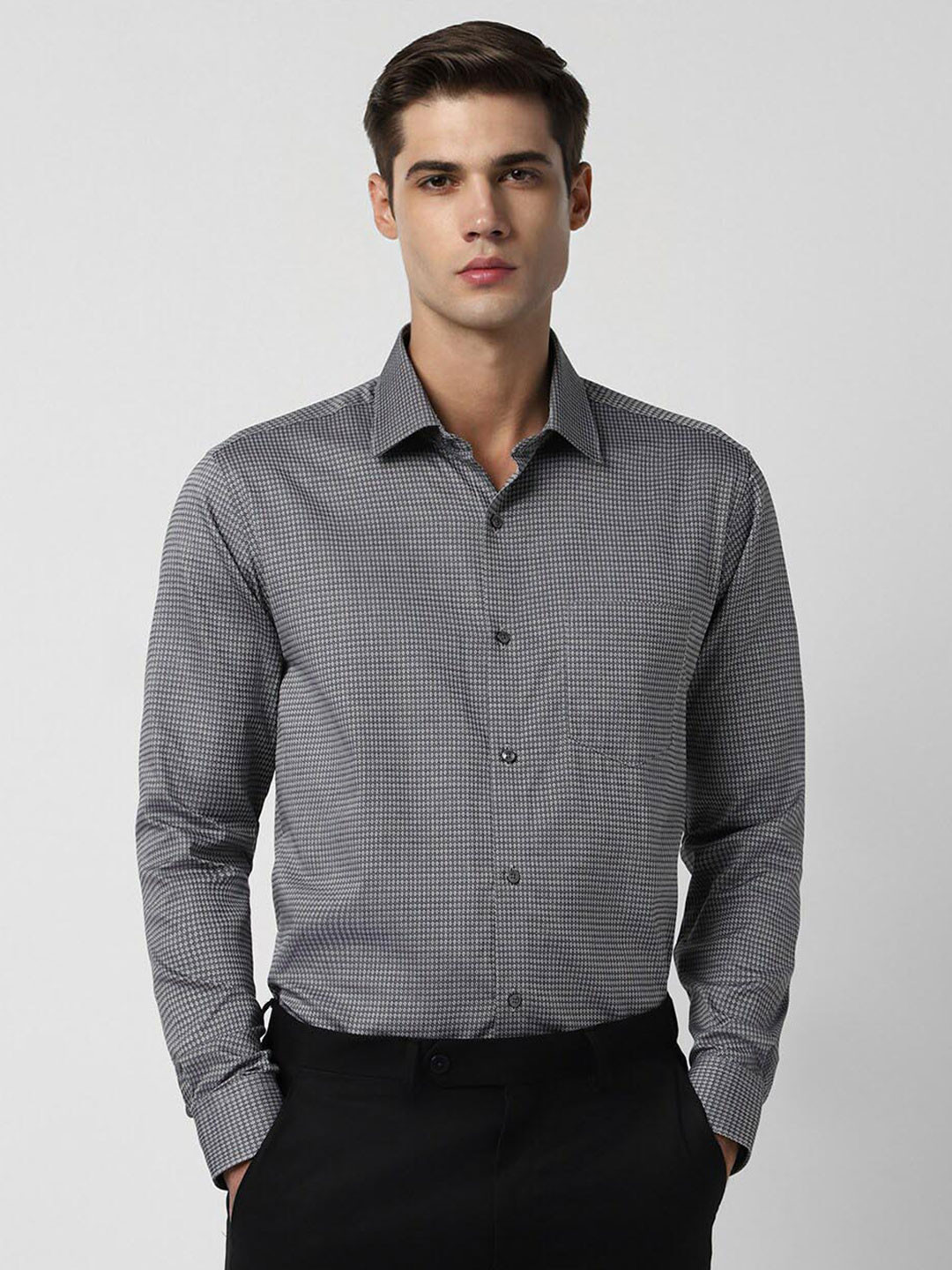 

Van Heusen Micro Ditsy Printed Pure Cotton Formal Shirt, Grey