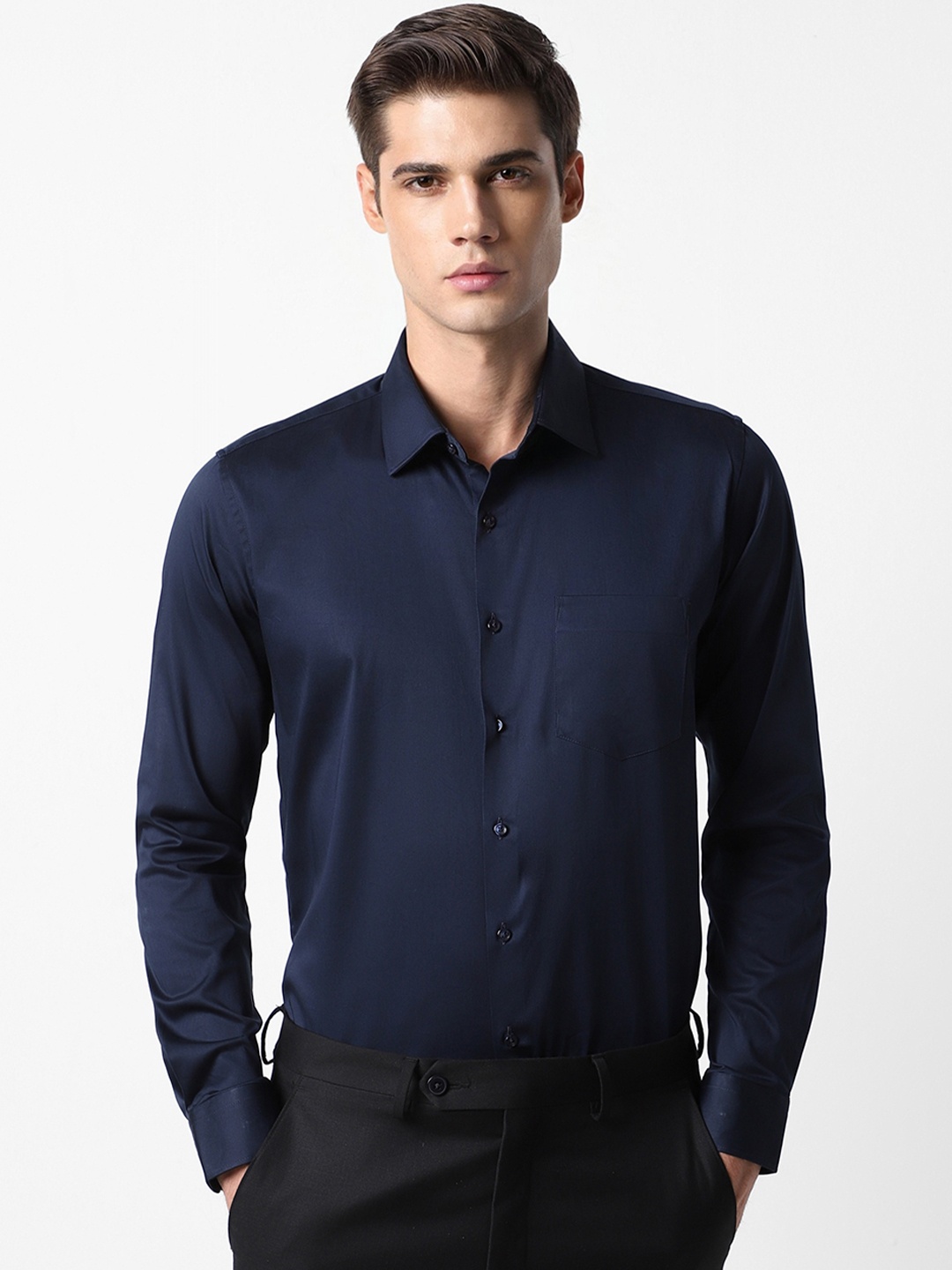 

Van Heusen Men Navy Blue Slim Fit Formal Shirt