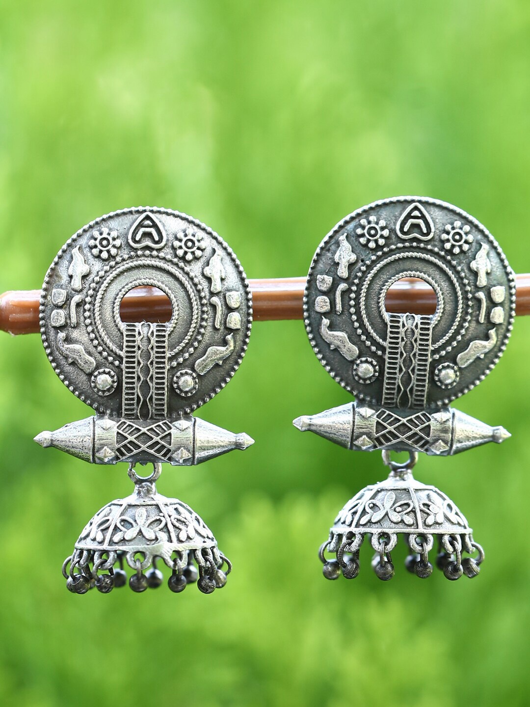 

Anouk Oxidised Silver-Plated Jhumkas, Grey