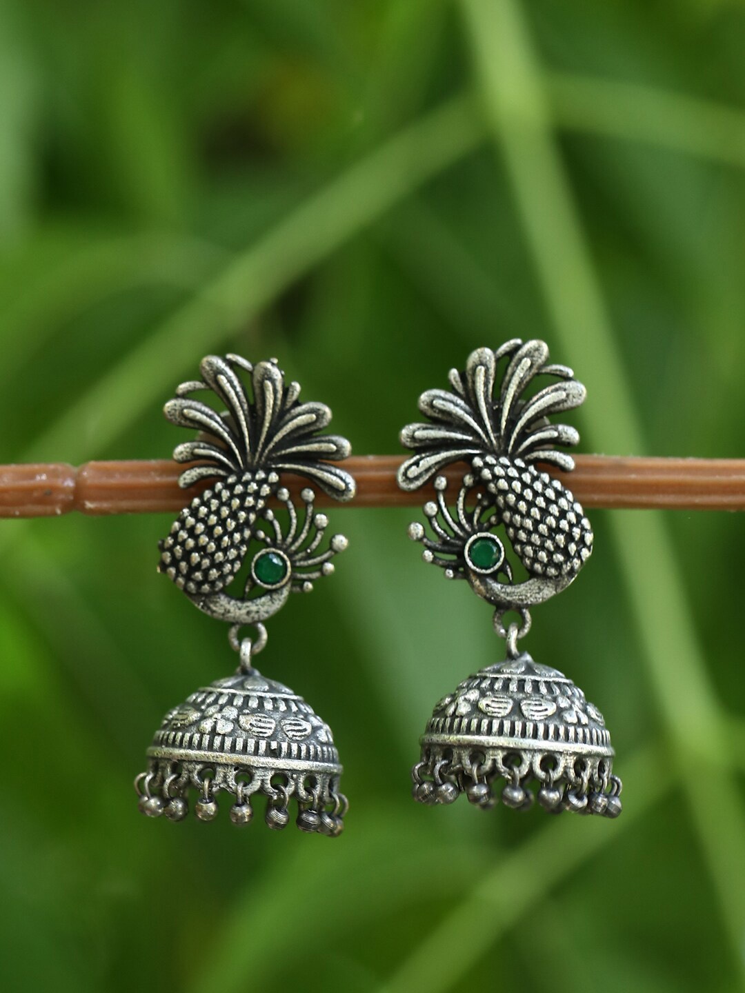 

Anouk Silver-Plated Oxidised Jhumkas, Grey