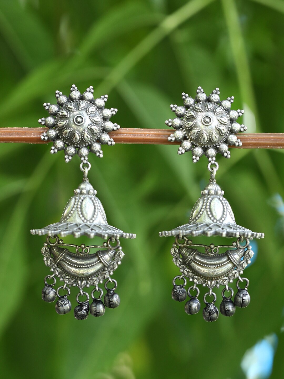 

Anouk Oxidised Silver-Plated Jhumkas, Grey