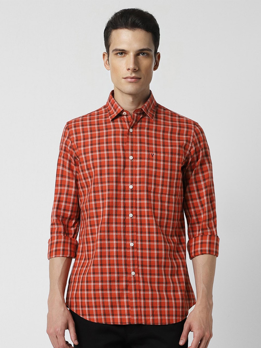 

Van Heusen Sport Slim Fit Checked Cotton Casual Shirt, Red