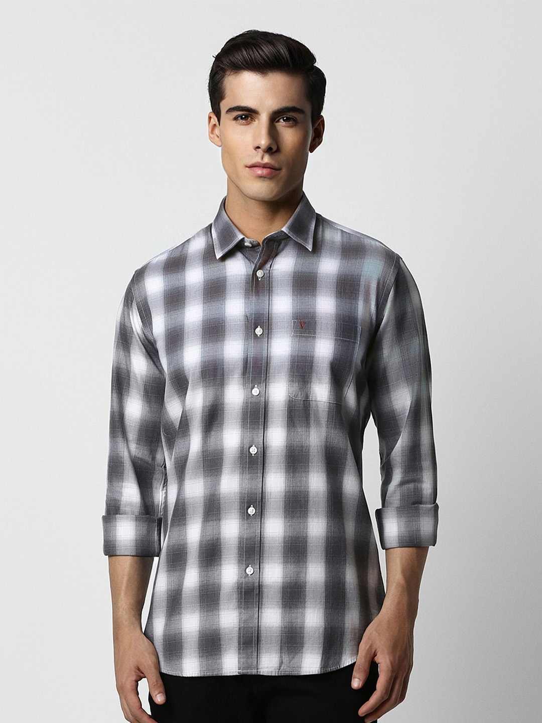 

Van Heusen Sport Slim Fit Checked Casual Shirt, Grey