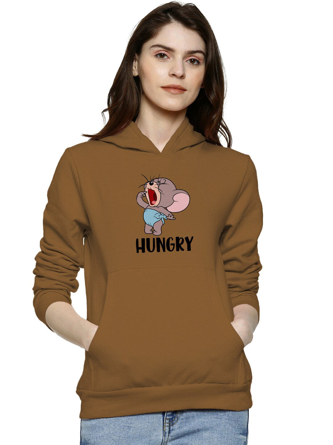 

BAESD Graphic Printed Hooded Cotton Sweatshirt, Brown
