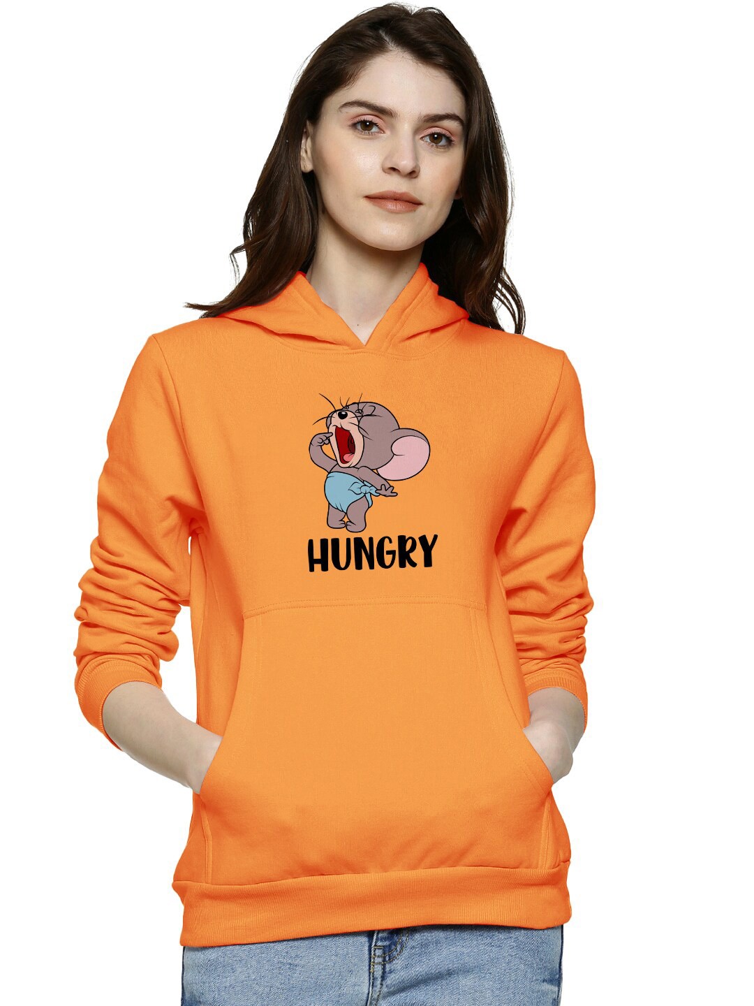 

BAESD Graphic Printed Hooded Cotton Sweatshirt, Orange