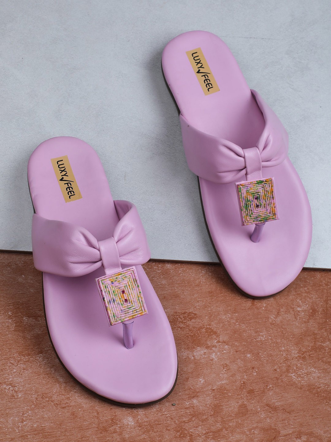 

Luxyfeel Embellished T-Strap Flats, Purple