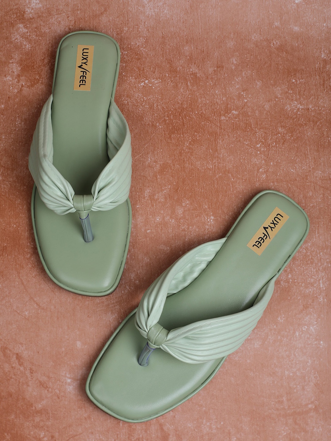 

Luxyfeel Textured Open Toe Flats, Sea green