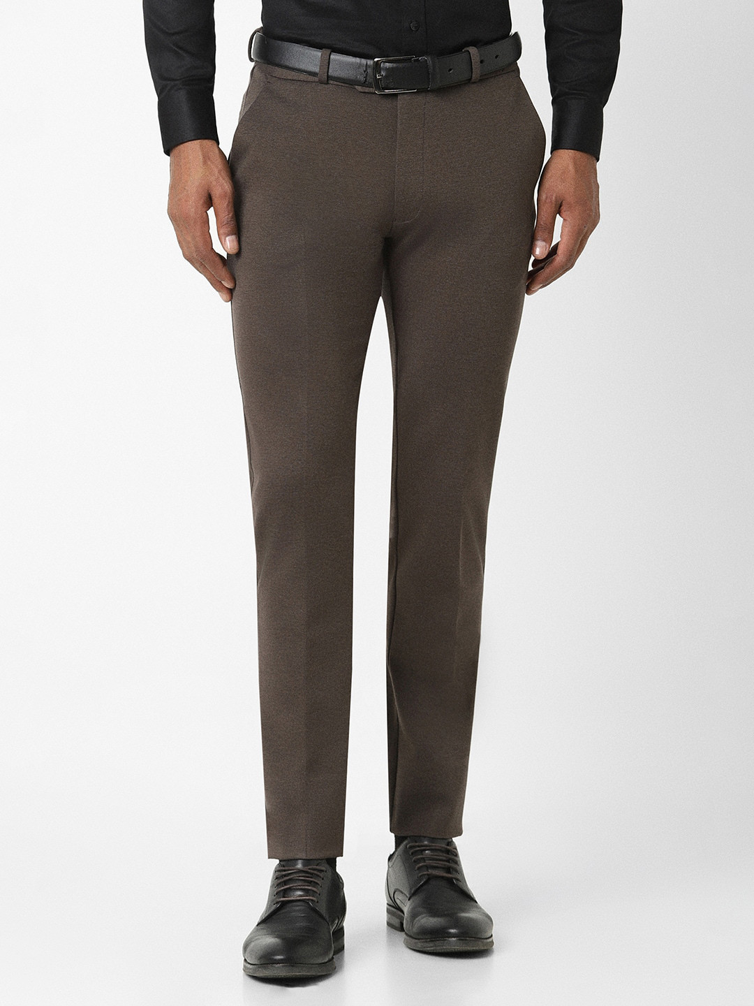 

Peter England Men Slim Fit Formal Trousers, Brown
