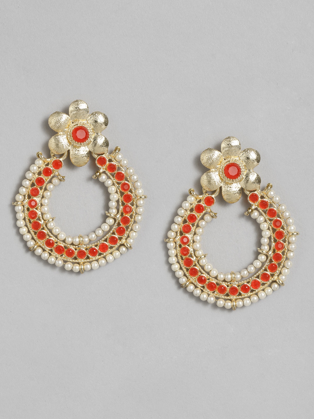 

Anouk Gold-Plated Circular Artificial Beads & Stones Drop Earrings, Multi