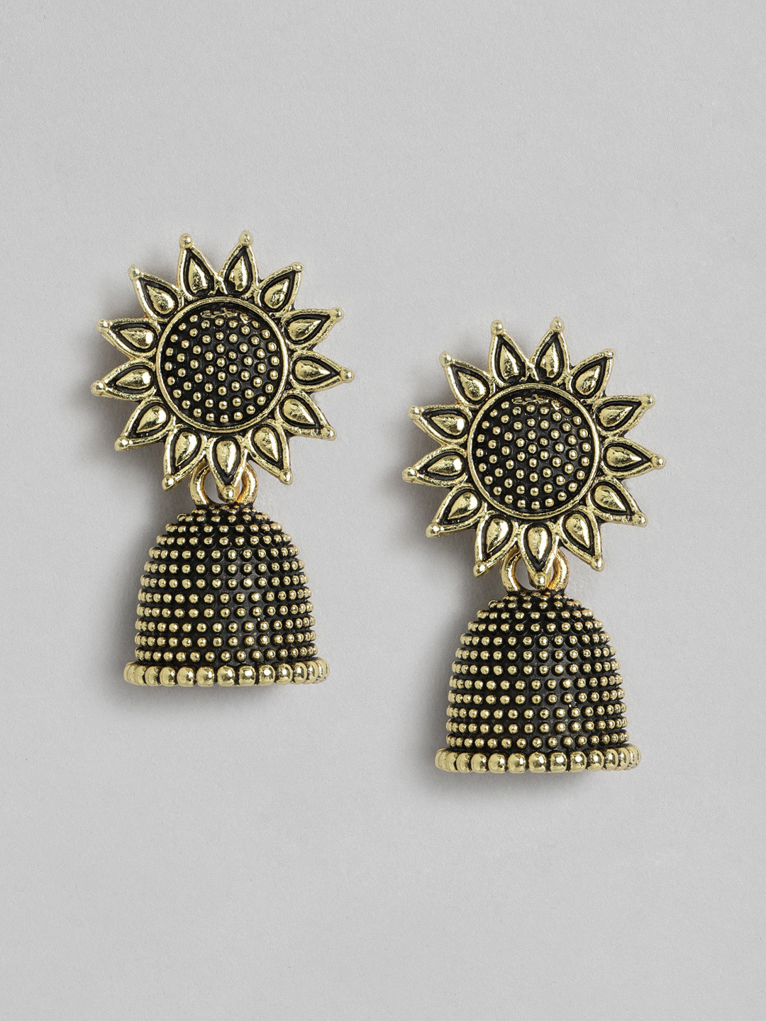 

Anouk Gold-Plated Dome Shaped Jhumkas Earrings, Black