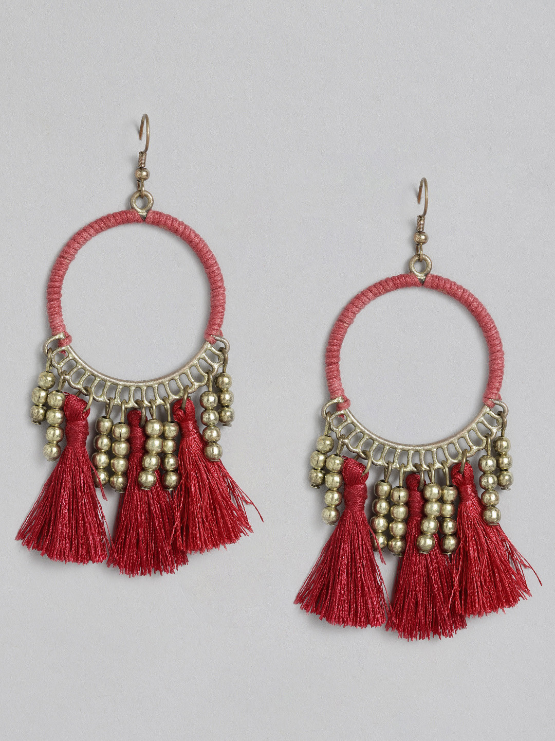 

Anouk Gold-Plated Circular Beaded Drop Earrings
