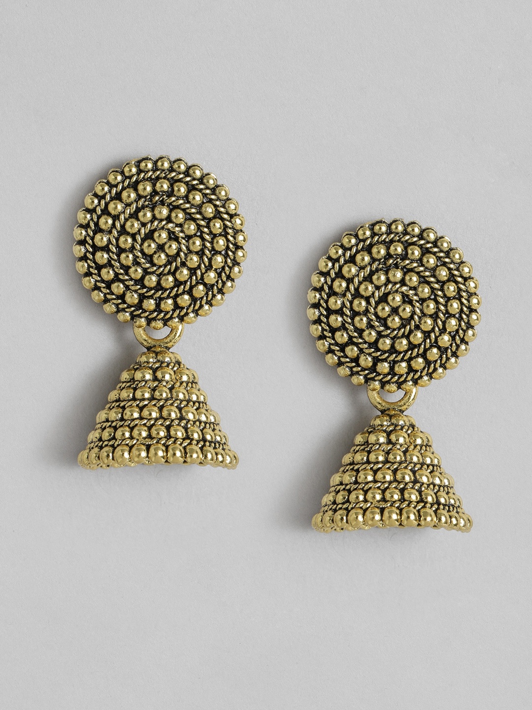 

Anouk Gold-Plated Beaded Dome Shaped Jhumkas