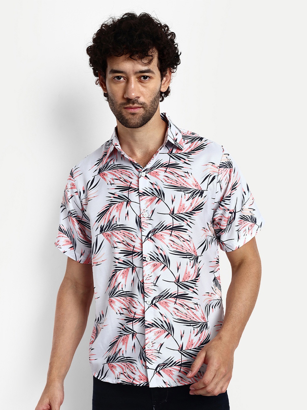 

GRECIILOOKS Relaxed Floral Printed Casual Shirt, Pink