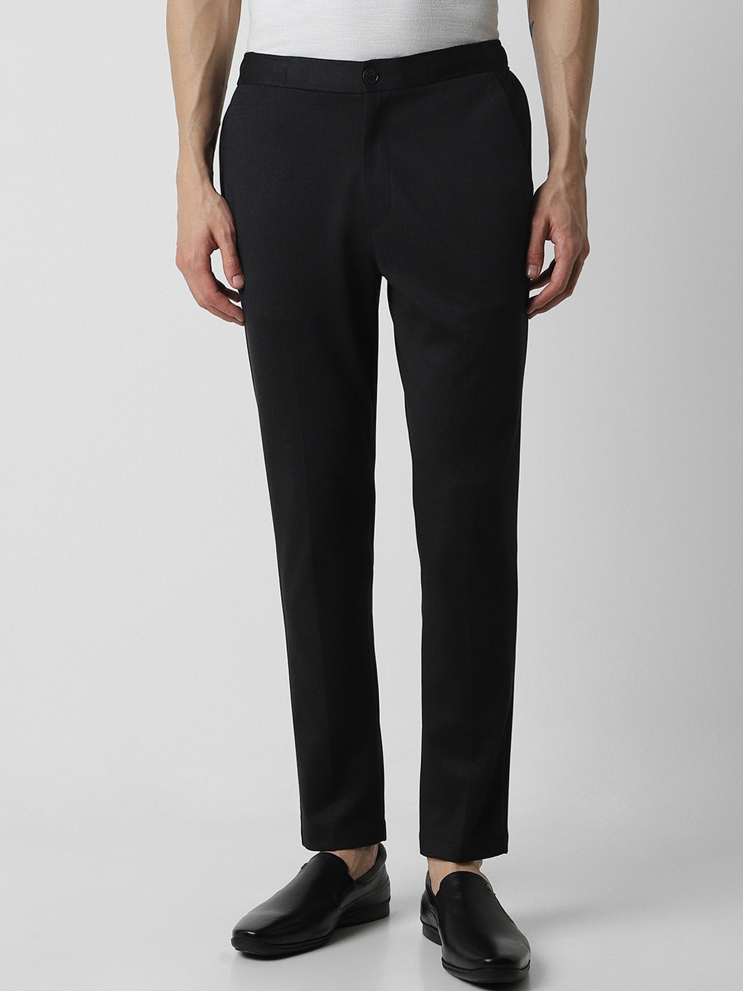 

V Dot Men Slim Fit Regular Trouser, Black