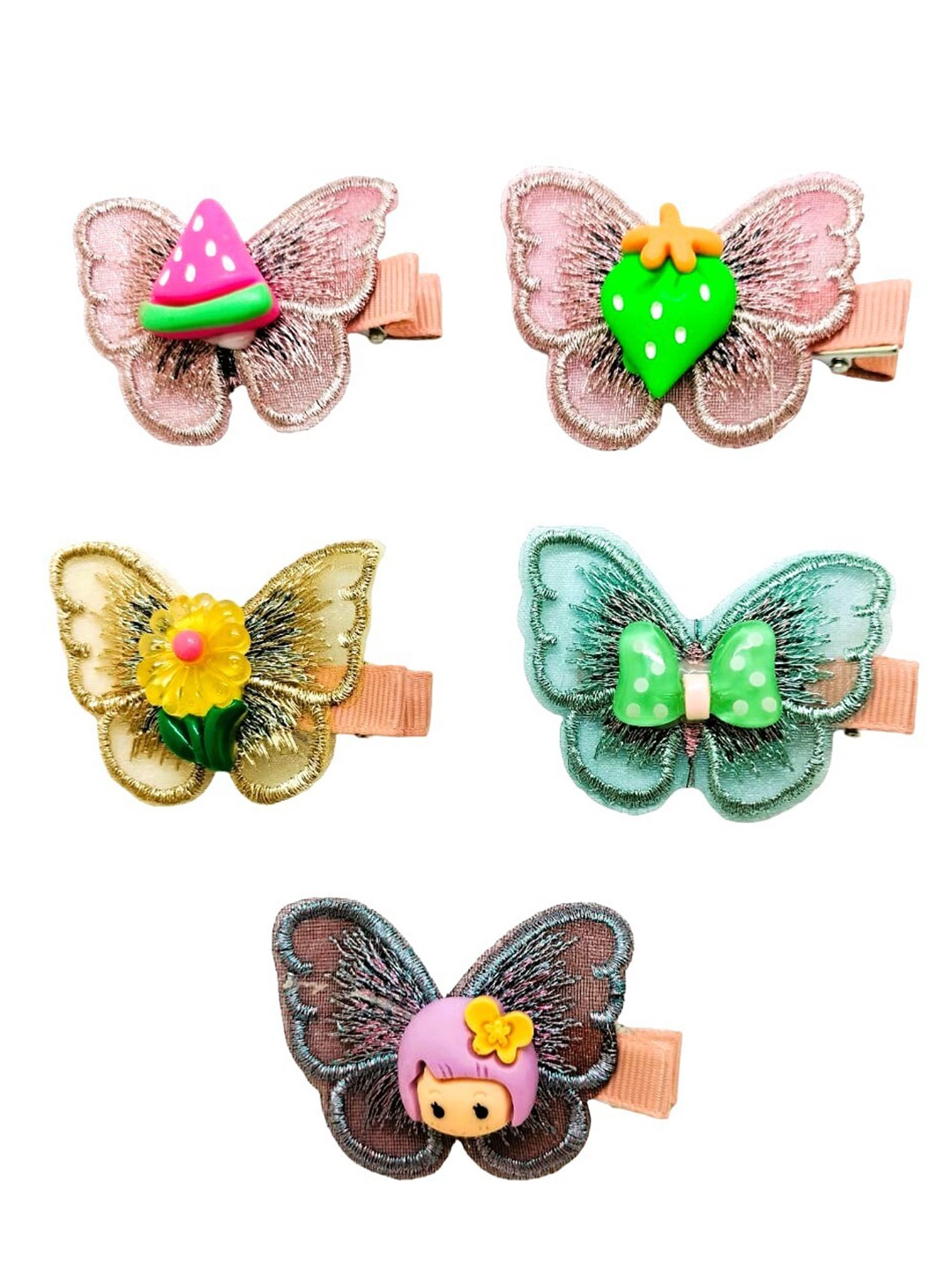 

FEMMIBELLA Girls Set of 5 Alligator Hair Clip, Green
