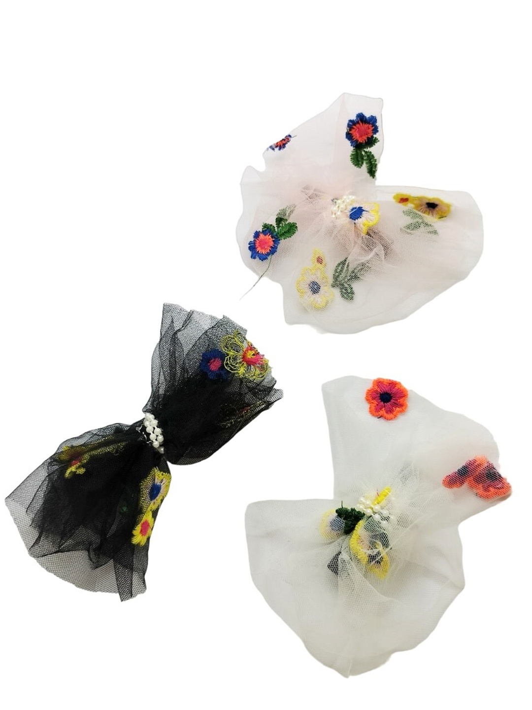 

FEMMIBELLA Girls Set of 3 Beaded Alligator Hair Clip, White