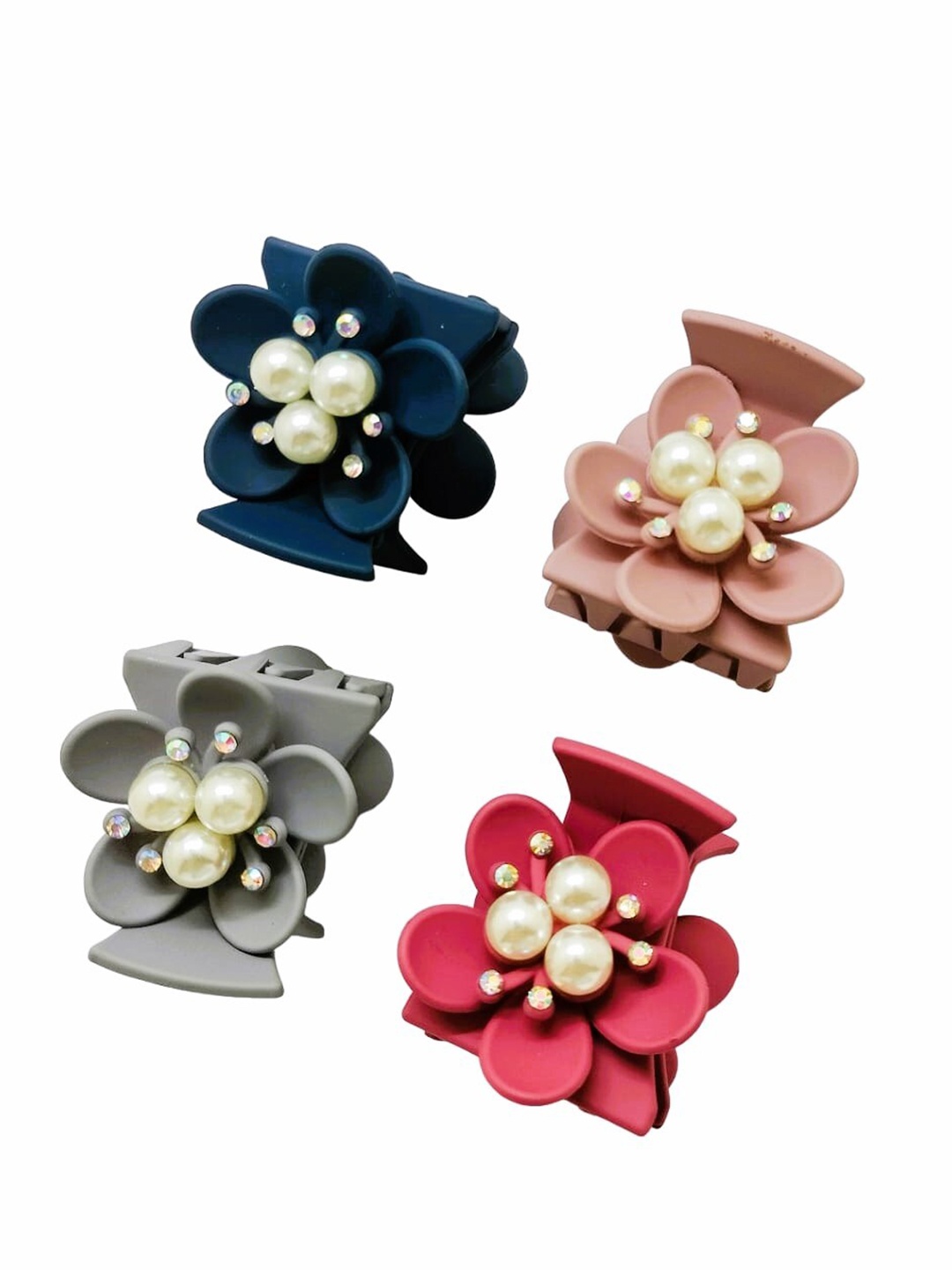 

FEMMIBELLA Set Of 4 Beaded Claw Clip, Grey