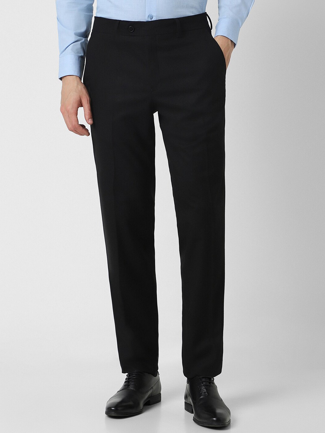 

Van Heusen Men Slim Fit Mid-Rise Formal Trousers, Black