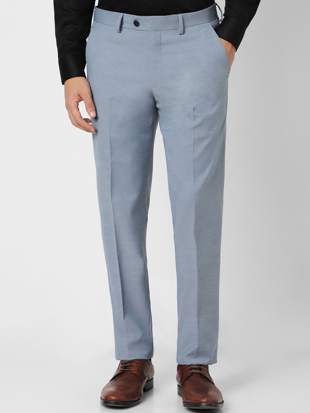 

Van Heusen Men Textured Slim Fit Formal Trousers, Blue