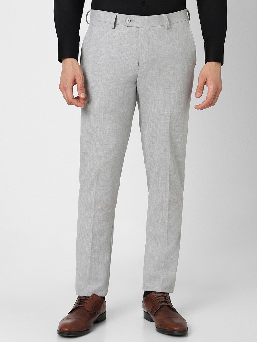 

Van Heusen Men Ultra Slim Fit Self Design Formal Trouser, Grey
