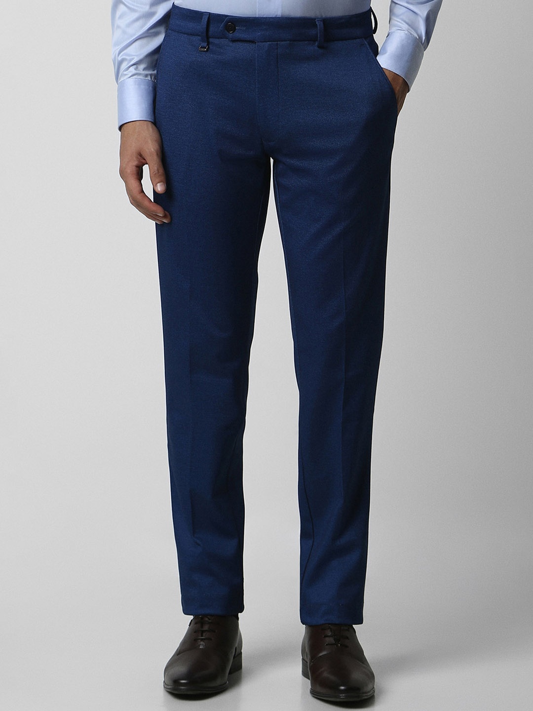 

Van Heusen Men Slim Fit Mid-Rise Formal Trousers, Blue