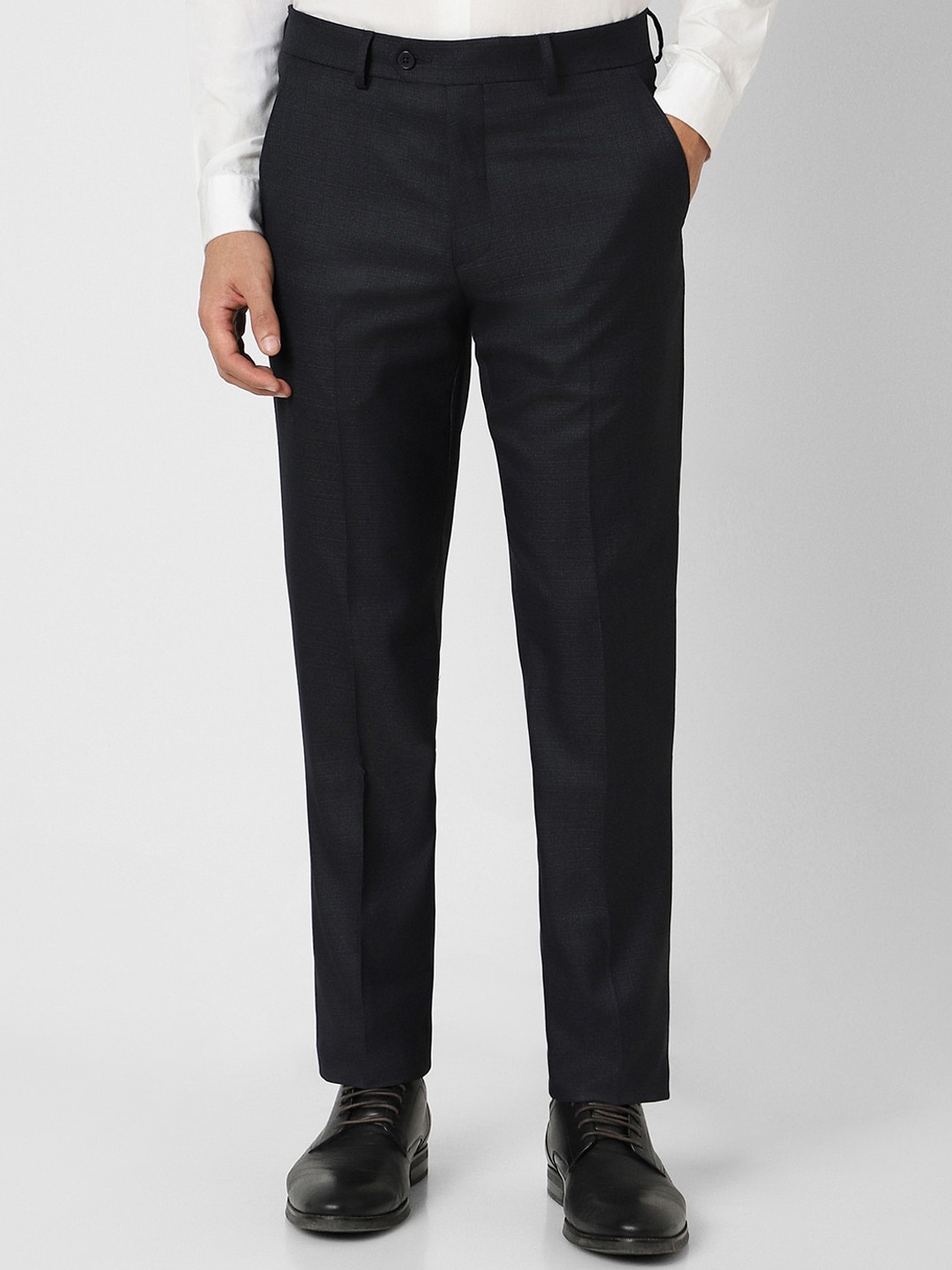 

Van Heusen Men Checked Slim Fit Formal Trouser, Black