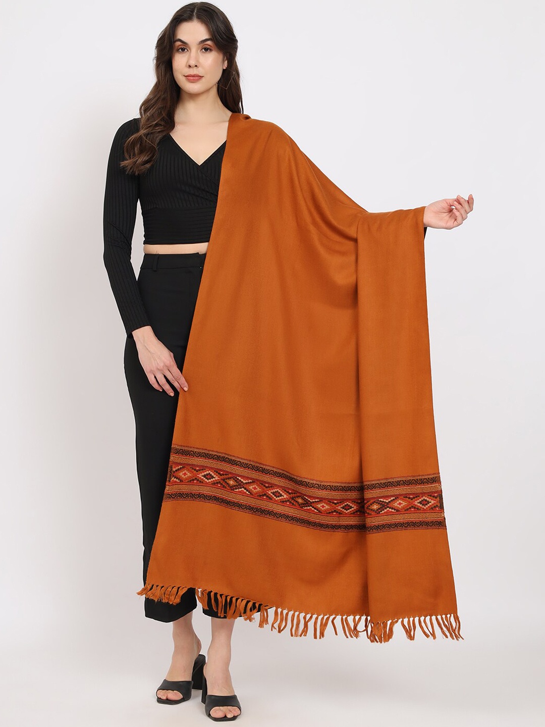 

Zamour Geometric Woven Design Shawl, Mustard