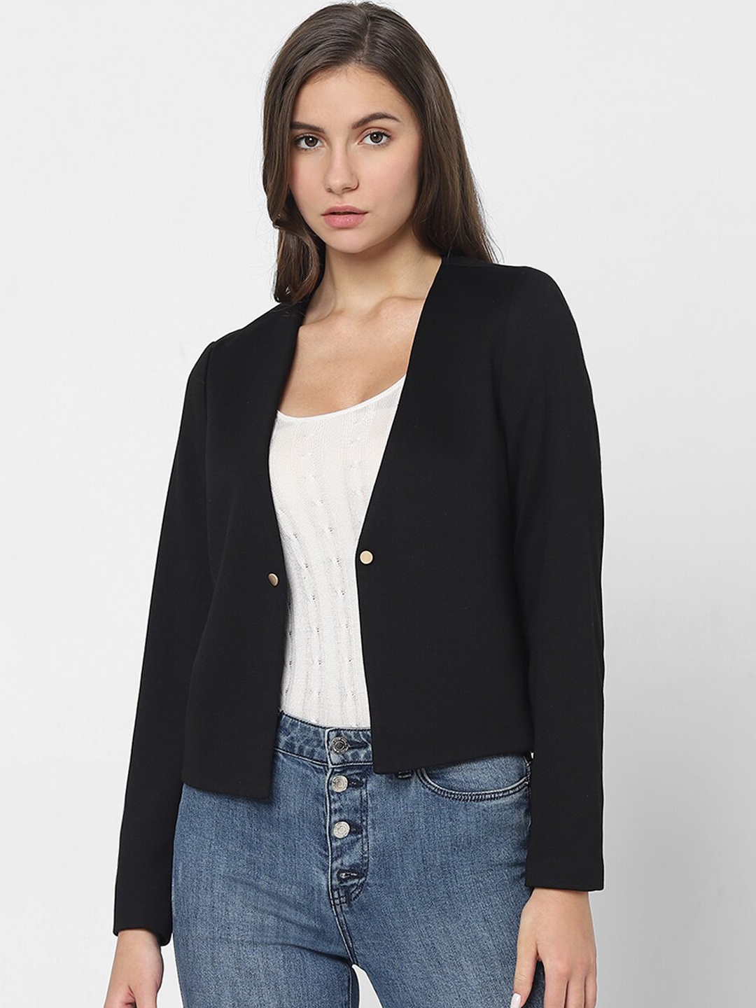 

Vero Moda Shawl Collar Long Sleeves Open Front Formal Blazer, Black