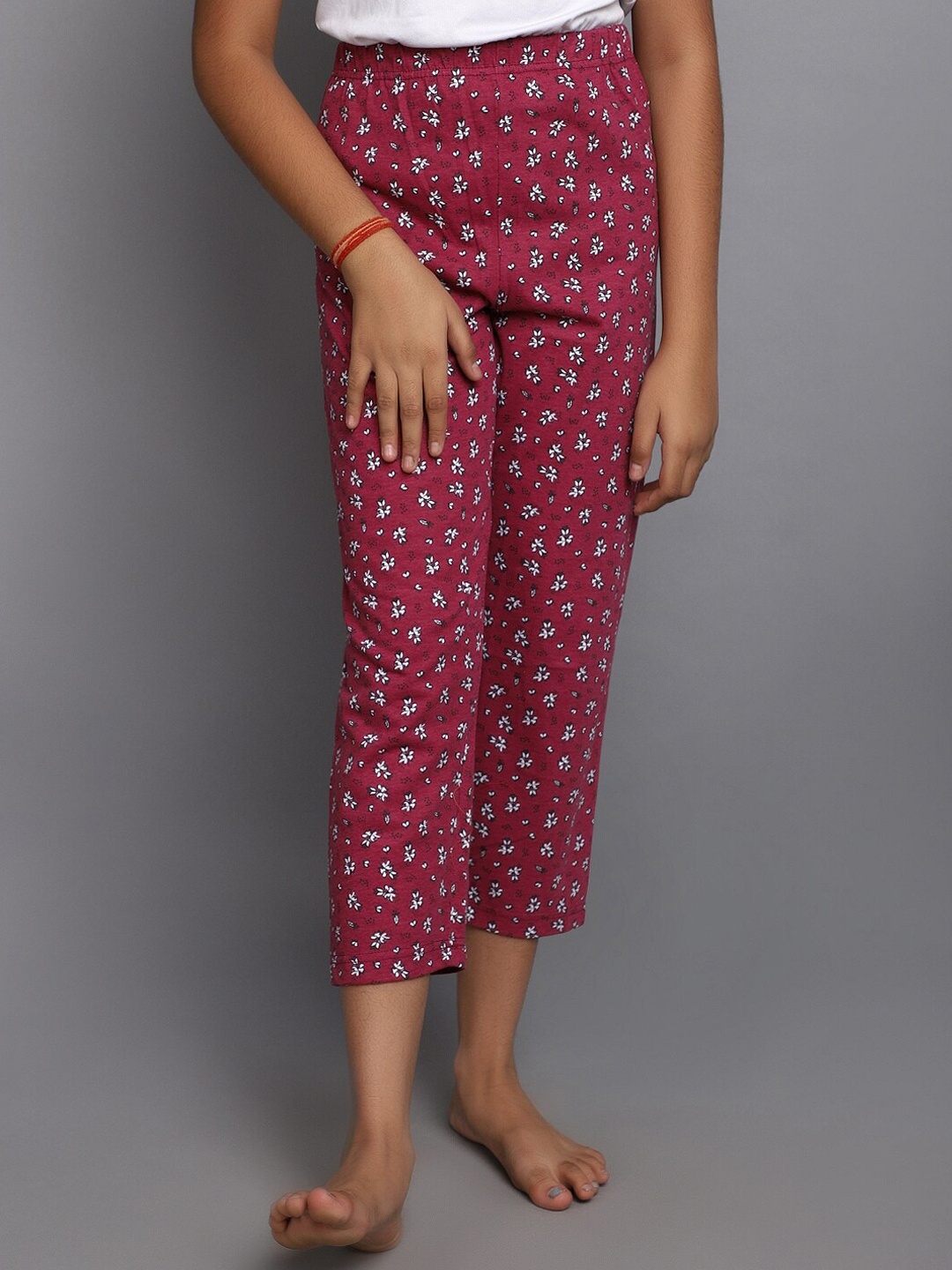 

V-Mart Girls Printed Cotton Lounge Pants, Maroon