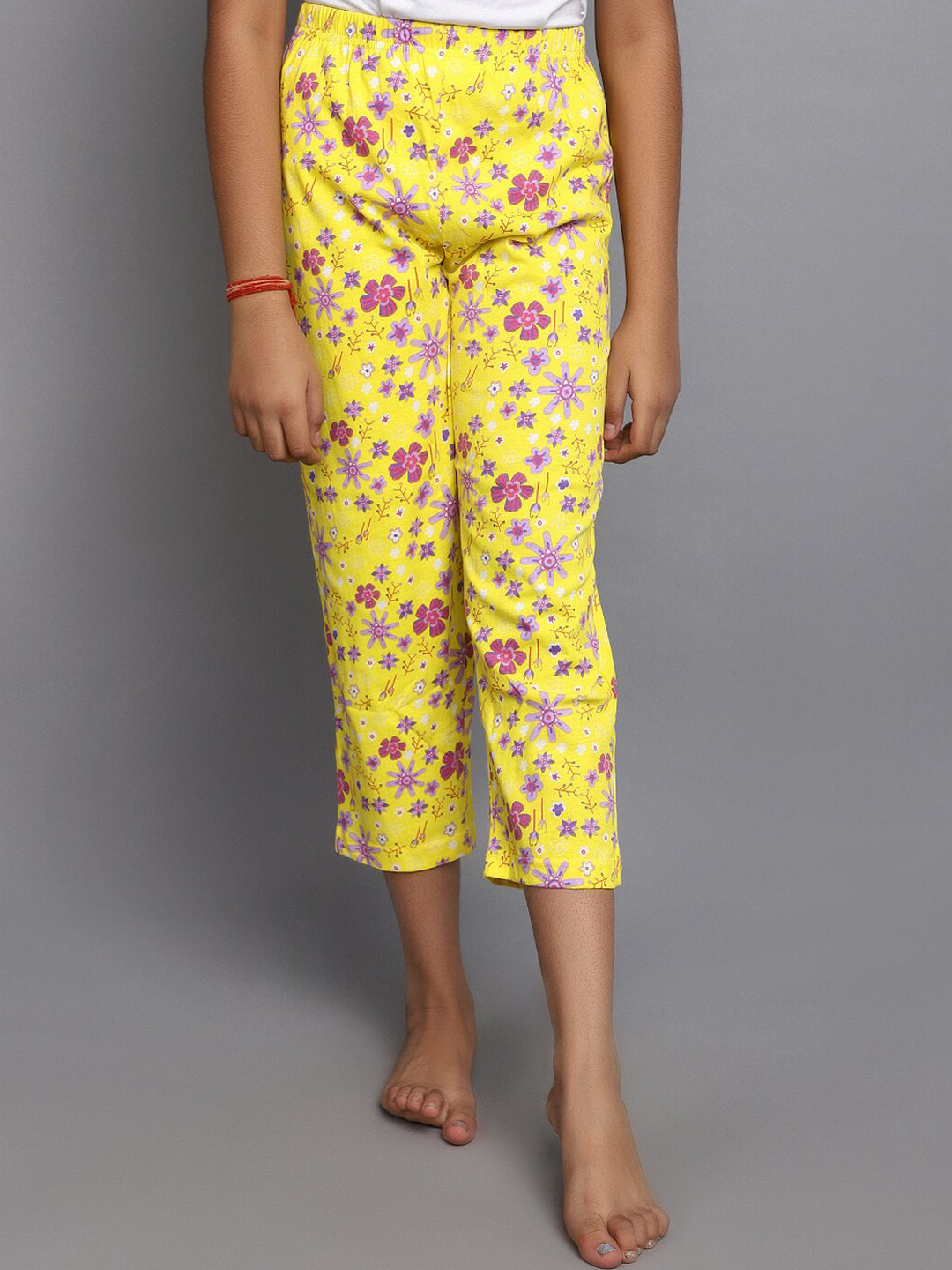 

V-Mart Girls Printed Cotton Lounge Pants, Yellow