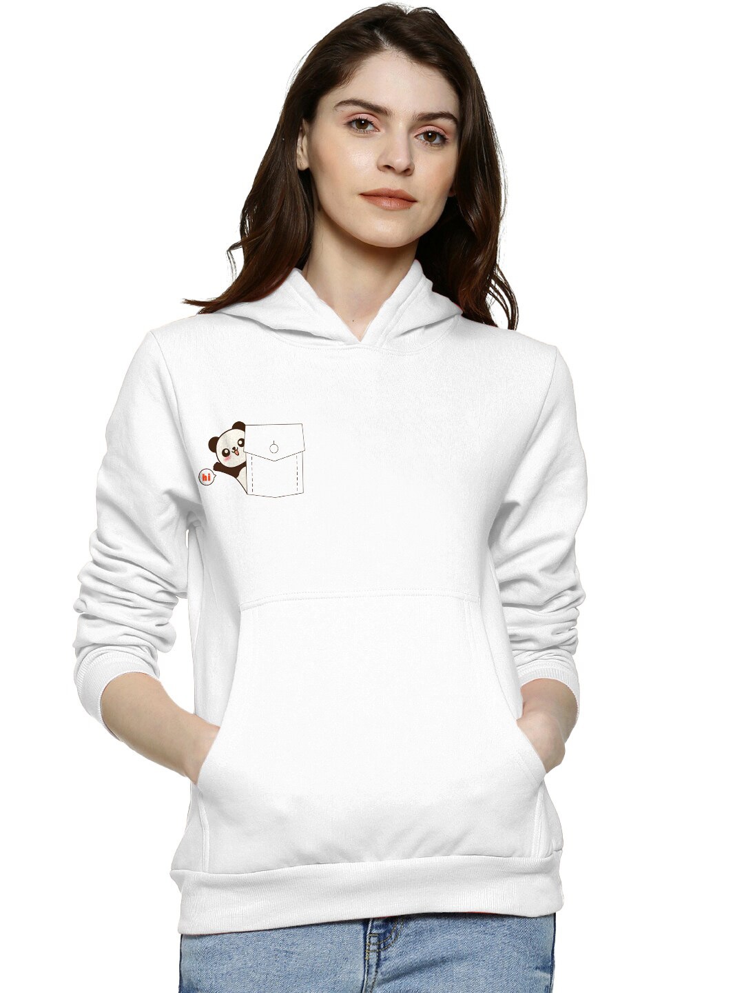 

BAESD Kung Fu Panda Printed Hooded Cotton Pullover Sweatshirt, White