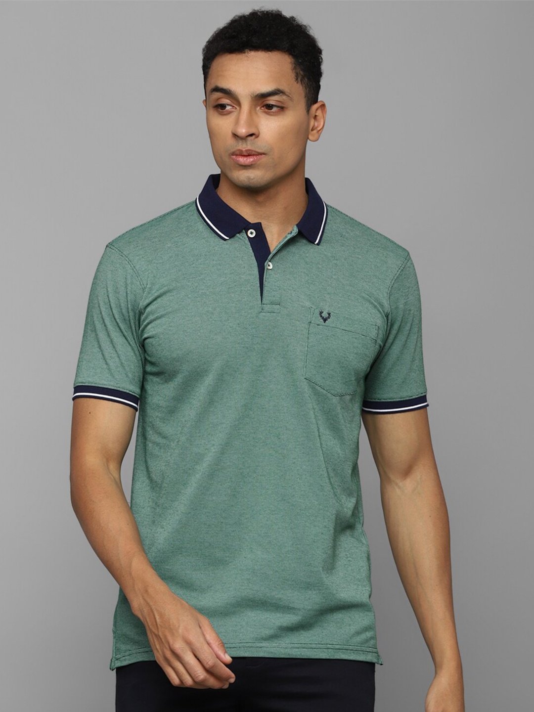 

Allen Solly Self Design Polo Collar T-shirt, Green