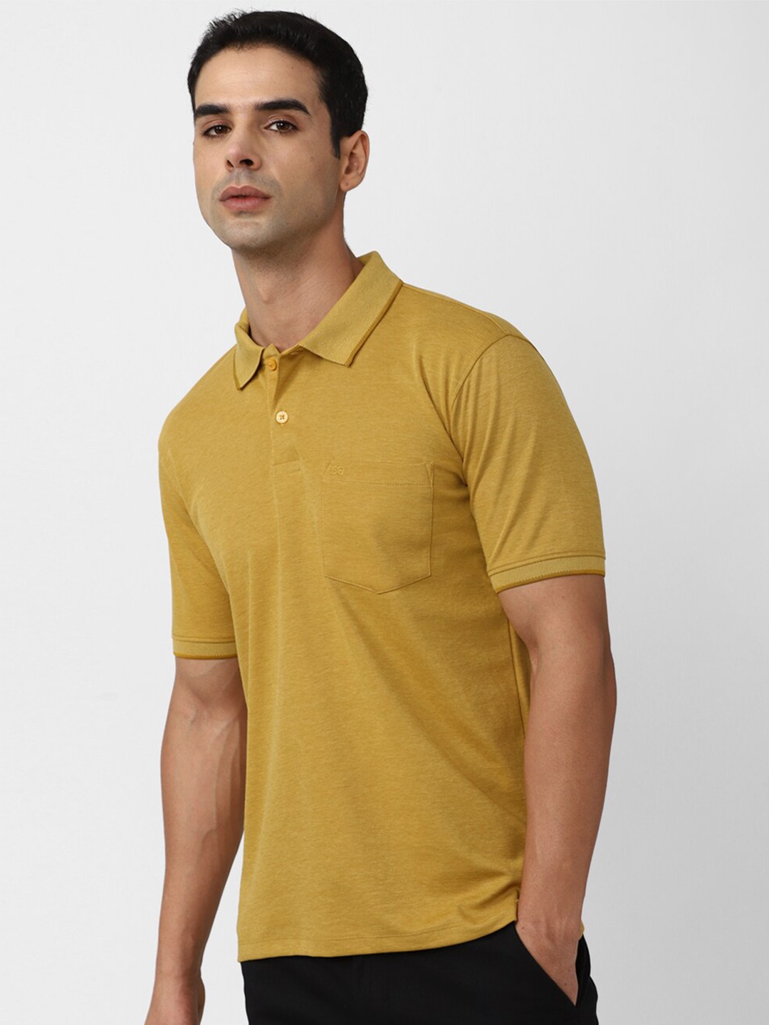 

Peter England Self Designed Polo Collar Casual T-shirt, Yellow