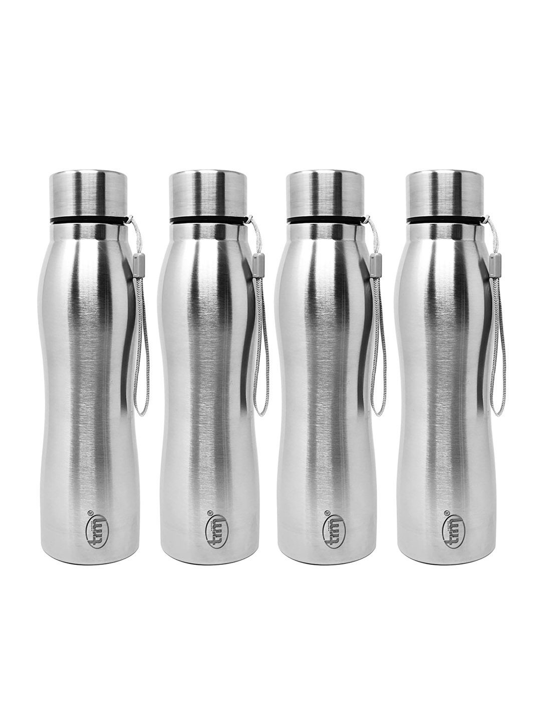 

TRM Silver Toned 4 Pieces Single Walled Stainless Steel Water Bottle 1 L Each